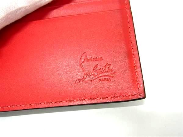 Christian Louboutin クリスチャンルブタン 財布 - - ブラック レッド レザー メンズ 二つ折り 財布