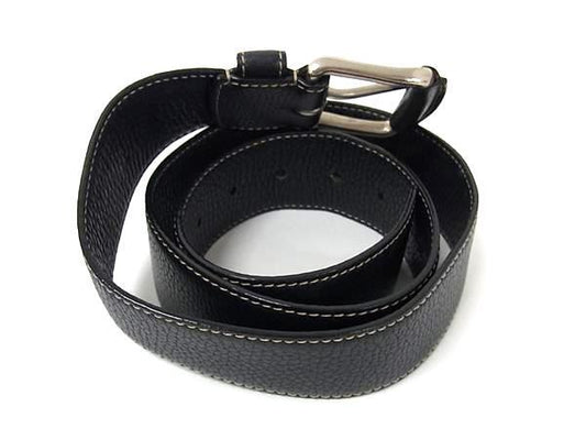 LOEWE ロエベ ベルト - ブラック レザー ユニセックス シルバー金具 美品