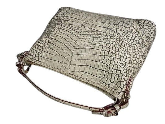 COCOCELUX GOLD ココセリュックスゴールド ハンドバッグ - - アイボリー クロコダイル型押しレザー レディース 2WAY ゴールド金具 美品