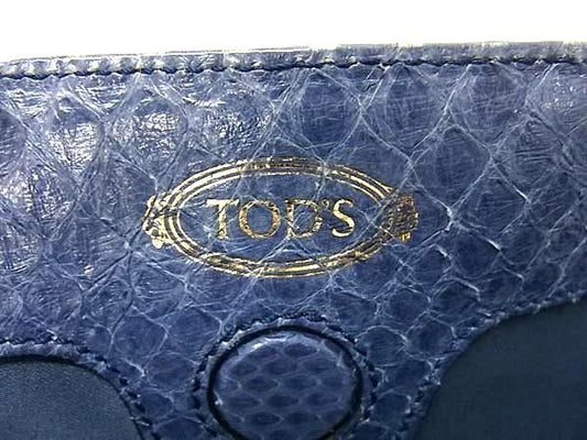 TOD’S トッズ バッグ 2WAY ハンドバッグ - ブルー系 パイソン レディース ショルダーバッグ ゴールド金具 美品