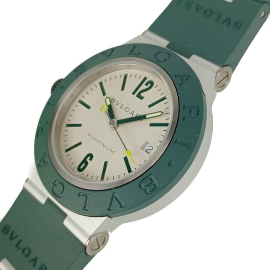 New, unused, display item, BVLGARI, Bvlgari watch, Bvlgari aluminum match point BB40ATHMS, green, white dial, aluminum, titanium, rubber, men's, limited to 800 pieces worldwide