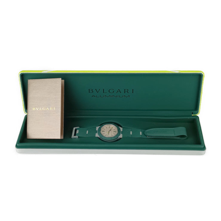 New, unused, display item, BVLGARI, Bvlgari watch, Bvlgari aluminum match point BB40ATHMS, green, white dial, aluminum, titanium, rubber, men's, limited to 800 pieces worldwide
