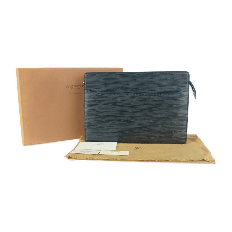 超美品 LOUIS VUITTON ルイ ヴィトン セカンドバッグ ポシェット オム M52522 ブラック ゴールド金具 エピレザー メンズ