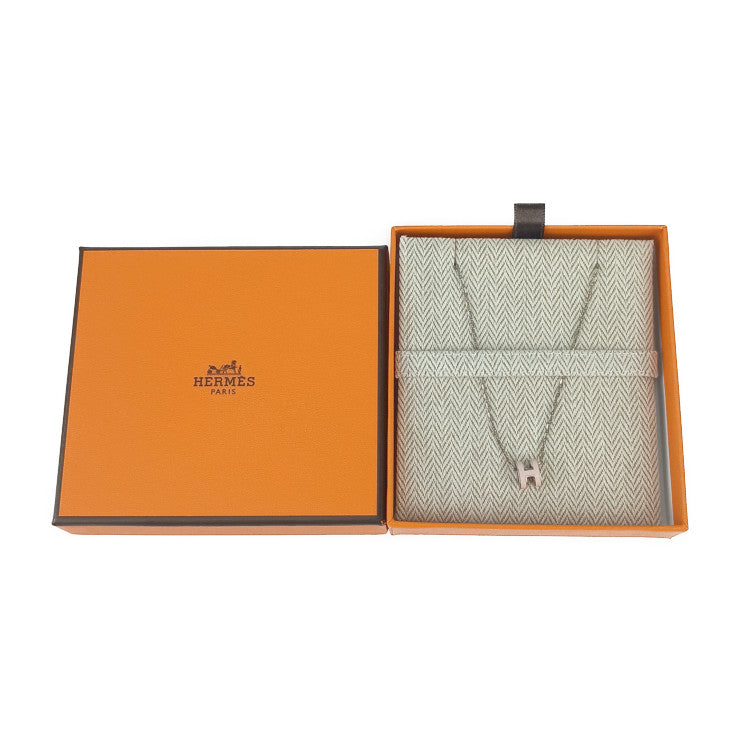 超美品 HERMES エルメス ネックレス ミニ・ポップH - シルバー ピンク メタル ラッカー レディース ペンダント ポップアッシュ