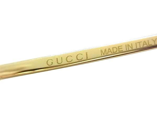 GUCCI グッチ アイウェア ホースビット スクエアフレーム サングラス GG0879S ゴールド系 メタル メンズ 美品