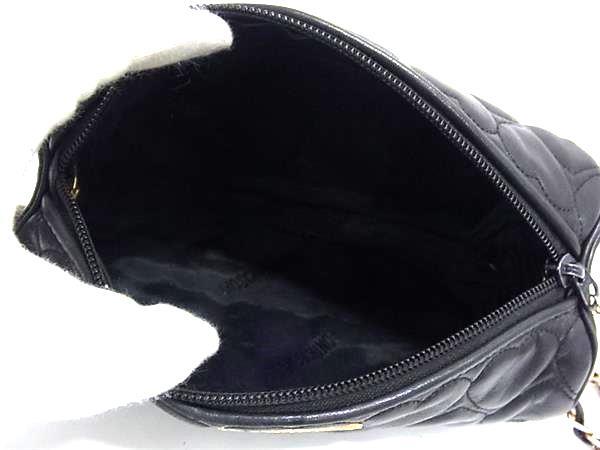 MOSCHINO モスキーノ ショルダーバッグ ブラック ゴールド レザー レディース ハート