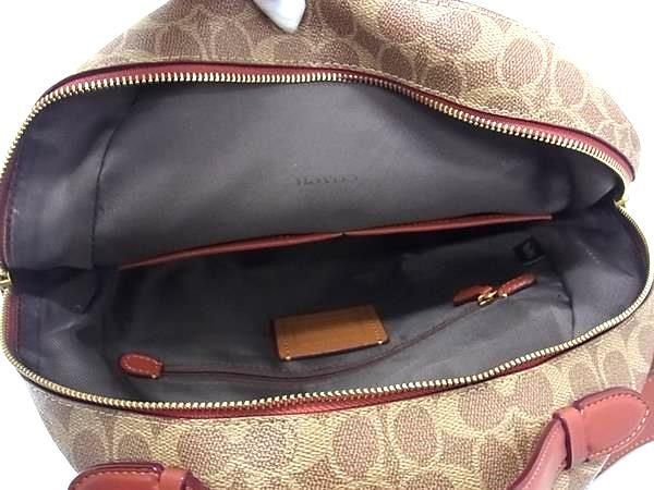COACH コーチ リュックサック シグネチャー 32754 ブラウン PVC レザー レディース ターンロック ゴールド金具 美品