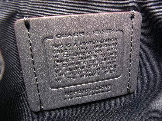 COACH コーチ ハンドバッグ ピーナッツ スヌーピー コラボ デンプシー トート22 CE849 ネイビー レザー レディース 2WAY 美品