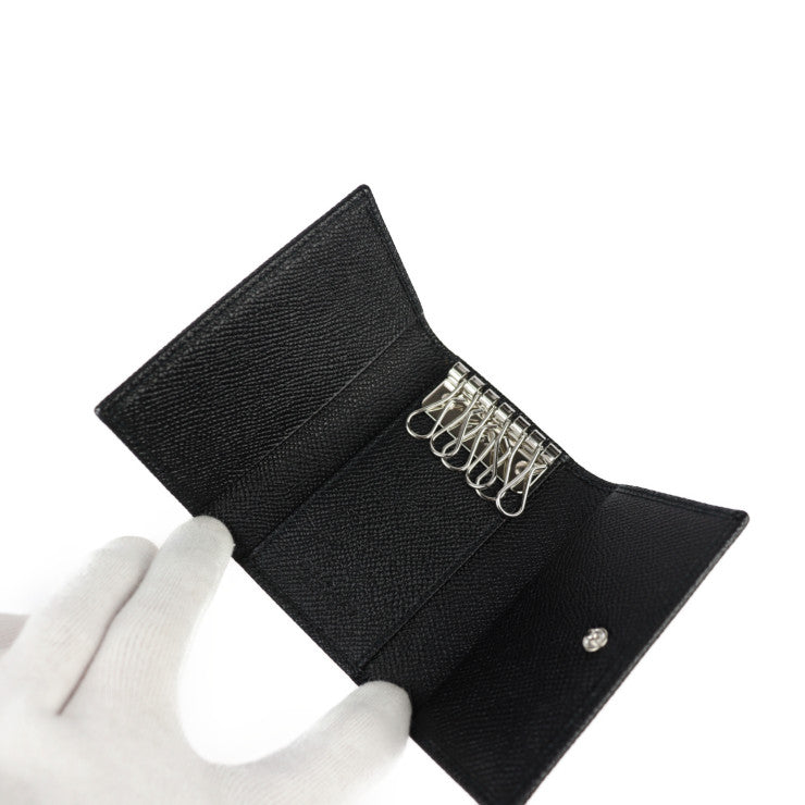 新品未使用展示品 BVLGARI ブルガリ ブルガリブルガリ マン キーケース 282234 グレインカーフレザー ブラック シルバー金具 三つ折り 6連