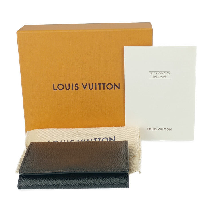 超美品 LOUIS VUITTON ルイ ヴィトン 名刺入れ アンヴェロップ カルト ドゥ ヴィジット NM M64595 アルドワーズ シルバー金具 タイガレザー メンズ カードケース 二つ折り