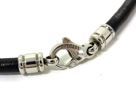 BVLGARI ブルガリ チョーカー ブラック レザー ユニセックス シルバー金具