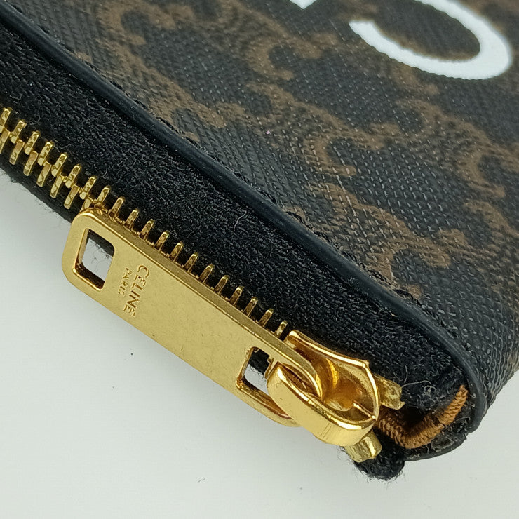 美品 CELINE セリーヌ コインケース コインパース 10C662CA2 38NO ブラウン ゴールド金具 トリオンフキャンバス レディース 小銭入れ
