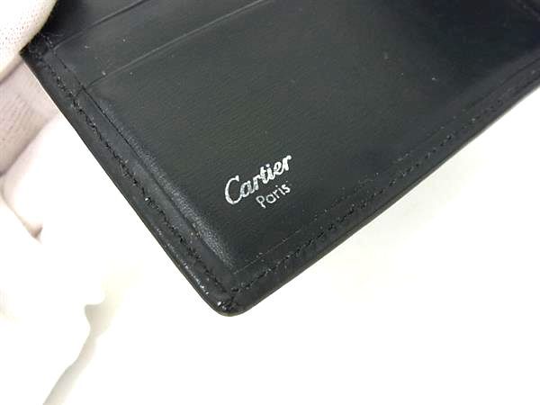 Cartier カルティエ 財布 パシャ - ブラック レザー メンズ 二つ折り 財布 シルバー金具