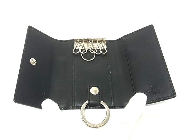 GUCCI グッチ キーケース グッチシマ 473924 ブラック レザー ユニセックス GGロゴ 6連 シルバー金具