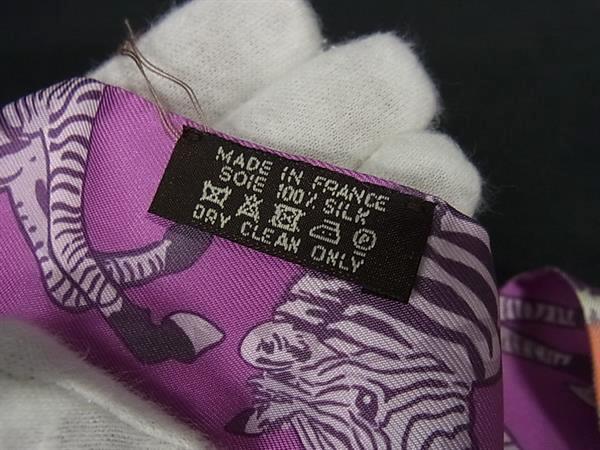 HERMES エルメス スカーフ ツイリー LES ZEBRES ゼブラ 061993S 07 パープル系マルチカラー シルク100% レディース リボンスカーフ 新古未使用展示品