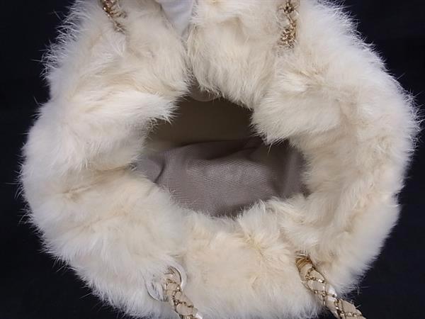 ANTEPRIMA MIST アンテプリマ ミスト ハンドバッグ ベージュ系×アイボリー系 ラビットファー×コットン×ストロー レディース 美品