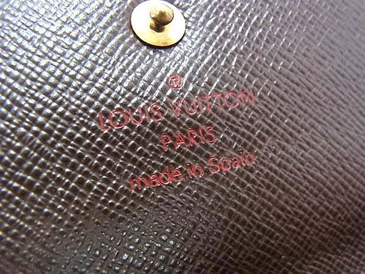 LOUIS VUITTON ルイヴィトン 財布 ダミエ ポシェット ポルトモネ クレディ N61724 エベヌ PVC×レザー ユニセックス ニつ折り長財布 ゴールド金具