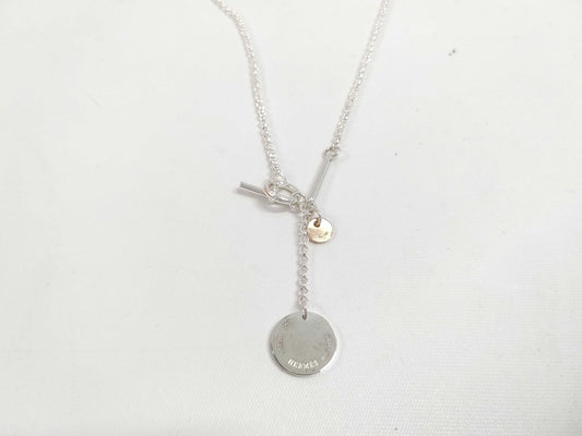 HERMES エルメス ネックレス エクスリブリスPM シルバー ピンクゴールド Ag925 Au750 レディース 美品