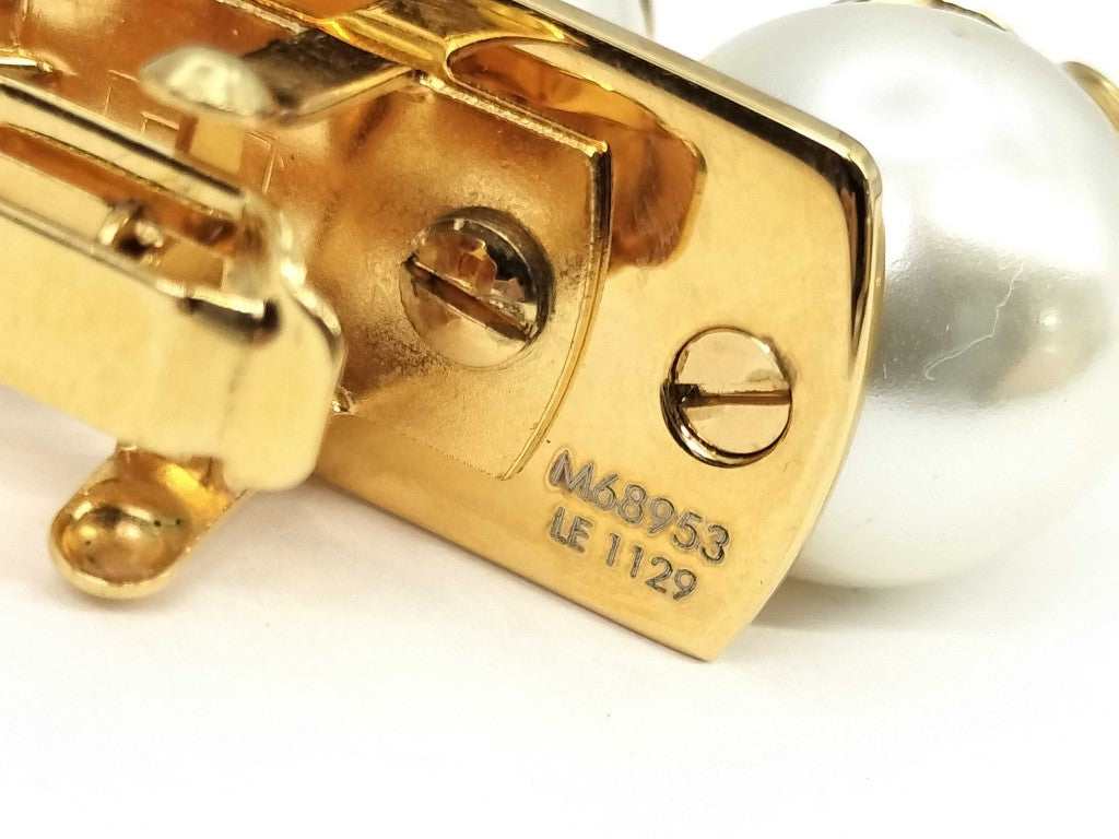 LOUIS VUITTON ルイヴィトン バレッタ ビーマインドフル M68953 ゴールド メタル フェイクパール レディース モノグラム 美品