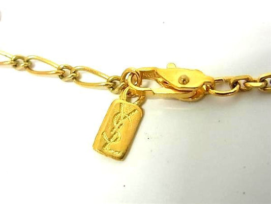 YVESSAINTLAURENT イヴサンローラン ネックレス ゴールド メタル レディース ラインストーン ロゴ 美品