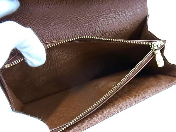 LOUIS VUITTON ルイヴィトン 財布 モノグラム ポシェット ポルトモネ クレディ M61725 ブラウン PVC レザー ユニセックス 二つ折り 長財布 ゴールド金具 美品