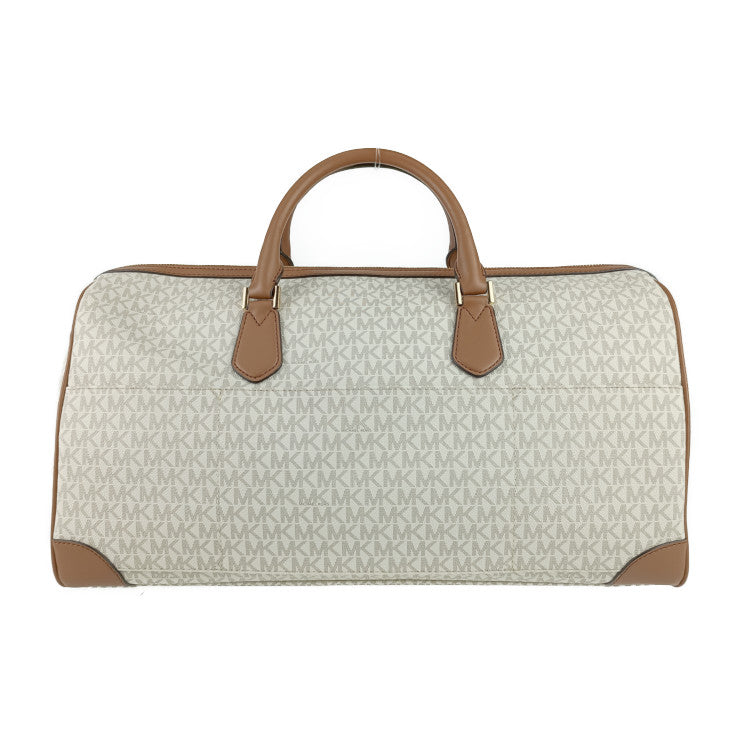 超美品 MICHAEL KORS マイケルコース 2WAYバッグ ボストンバッグ 35T9GTFT3B バニラ ホワイト系 ブラウン系 PVC レザー レディース ゴールド金具 ショルダーバッグ 旅行鞄