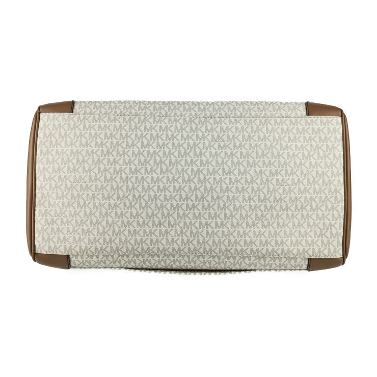 超美品 MICHAEL KORS マイケルコース 2WAYバッグ ボストンバッグ 35T9GTFT3B バニラ ホワイト系 ブラウン系 PVC レザー レディース ゴールド金具 ショルダーバッグ 旅行鞄