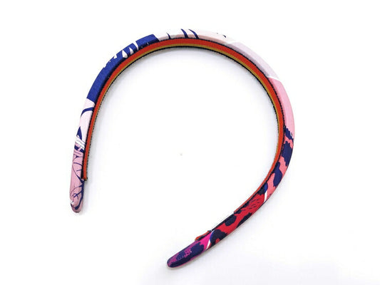 超美品 HERMES エルメス カチューシャ ヘアバンド 《エルザ》 - ピンク系 マルチカラー シルクツイル 100% レディース 髪留め 髪飾り