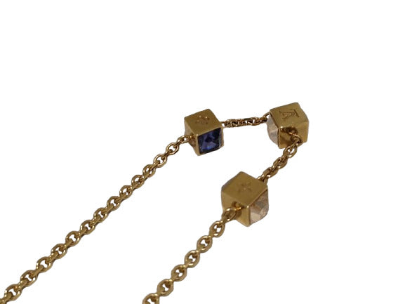 美品 LOUIS VUITTON ルイ ヴィトン ネックレス コリエ・ギャンブル M65096 ゴールド ブルーパープル系 シャンパンカラー系 メタル スワロフスキー・クリスタル レディース