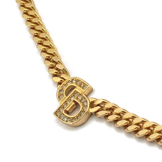 Christian Dior クリスチャンディオール ネックレス CDロゴ 喜平 ネックレス - イエローゴールド メタル ラインストーン レディース チェーン