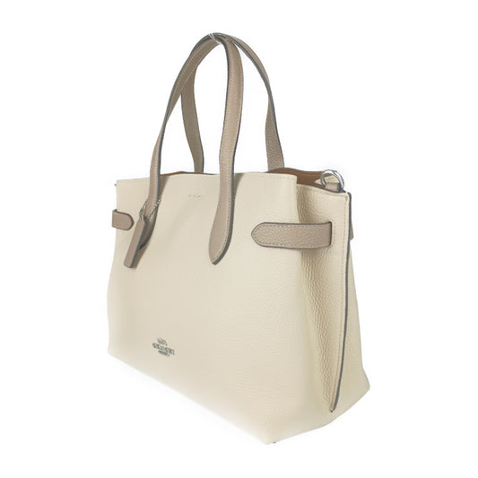 超美品 COACH コーチ トートバッグ HANNA CARRYALL ハンナ キャリーオール トートバッグ CH536 IVORY(アイボリー) ベージュ系 ペブルレザー レディース 2WAY ショルダーバッグ シルバー金具