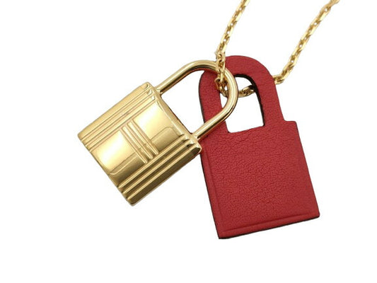 新品未使用展示品 HERMES エルメス ネックレス オーケリー PM - ゴールド レッド系 メタル スイフト レディース ペンダント D刻印
