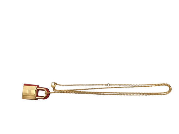 新品未使用展示品 HERMES エルメス ネックレス オーケリー PM - ゴールド レッド系 メタル スイフト レディース ペンダント D刻印