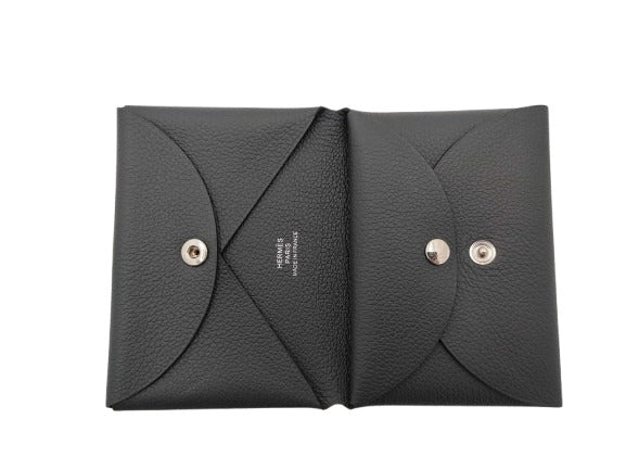 超美品 HERMES エルメス カードケース カルヴィ デュオ - グリミスティ シェブルミゾル ユニセックス コインケース W刻印 シルバー金具