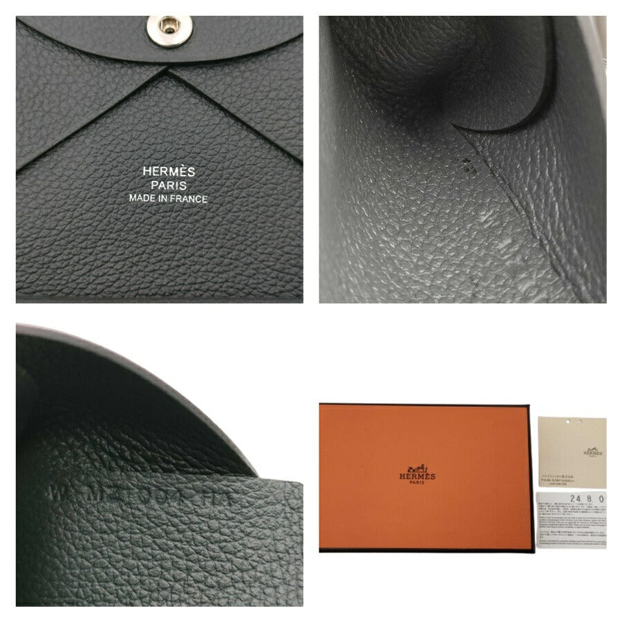 超美品 HERMES エルメス カードケース カルヴィ デュオ - グリミスティ シェブルミゾル ユニセックス コインケース W刻印 シルバー金具
