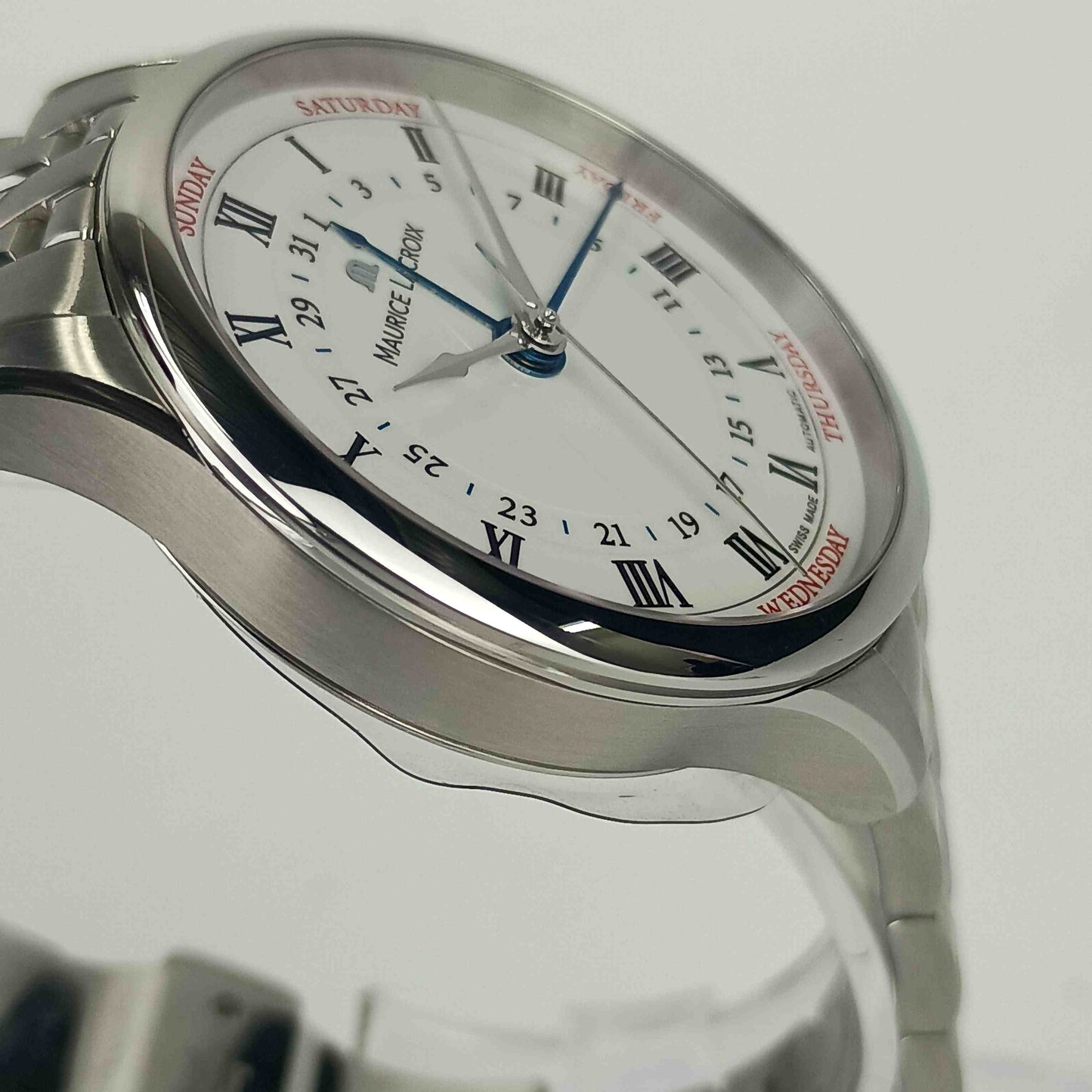美品 Maurice Lacroix モーリスラクロア 腕時計 マスターピーストラディション5ハンズ MP6507-SS002-112 ホワイト文字盤 SS SS メンズ