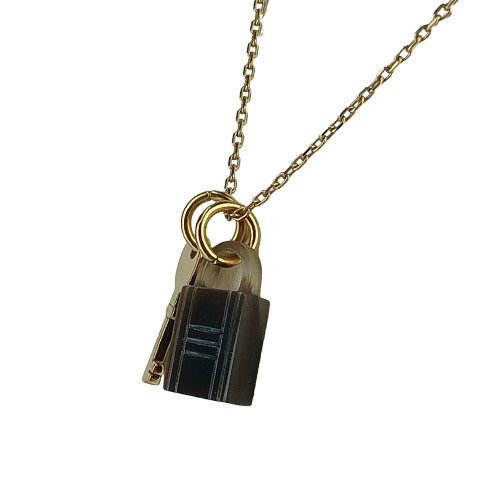 美品 HERMES エルメス ネックレス アミュレット パドロック PM - ゴールド メタル バッファローホーン レディース ゴールド金具