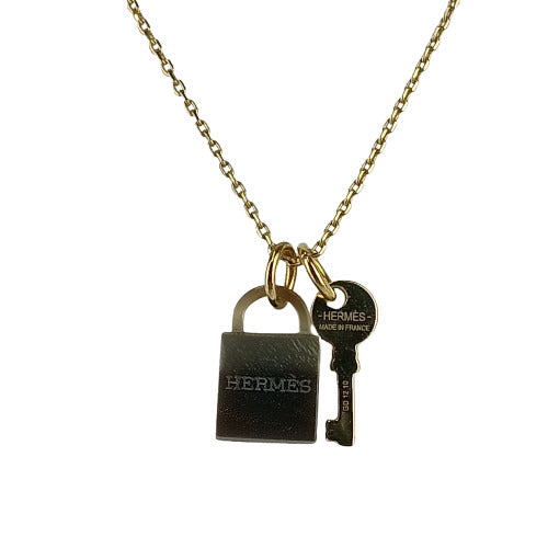 美品 HERMES エルメス ネックレス アミュレット パドロック PM - ゴールド メタル バッファローホーン レディース ゴールド金具