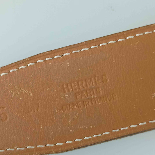 HERMES エルメス ベルト ラッキーメタル - オレンジ エプソン ユニセックス コンスタンス リバーシブル シルバー金具 Hロゴ