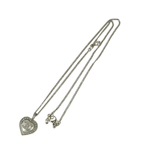 美品 CHANEL シャネル ネックレス ココマークハート ABB617 シルバー メタル ラインストーン フェイクパール レディース
