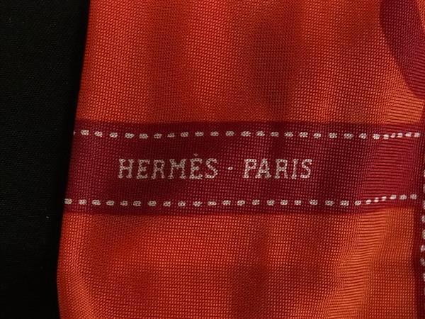 HERMES エルメス ヘアアクセサリー ボルデュック ヘアバンド オレンジ系 シルク100% レディース