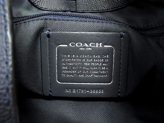COACH コーチ トートバッグ 36855 ネイビー レザー レディース ターンロック チェーン 美品