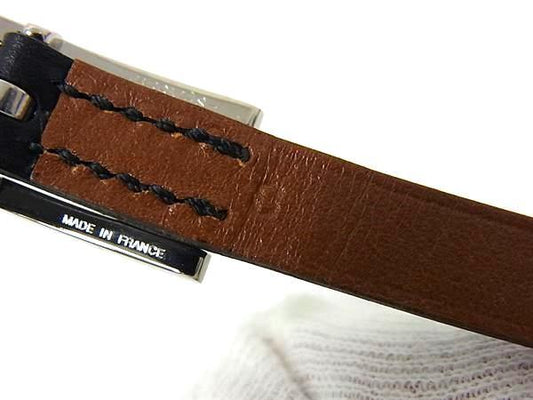 HERMES エルメス ブレスレット ビーアピ ブラック ブラウン レザー レディース ドゥブルトゥール 2連 リバーシブル シルバー金具 美品