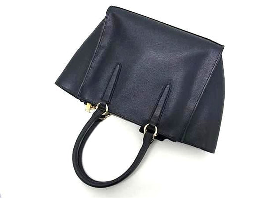 超美品 COACH コーチ ハンドバッグ F14928 ネイビー系 レザー レディース クロスビー キャリーオール 2WAY