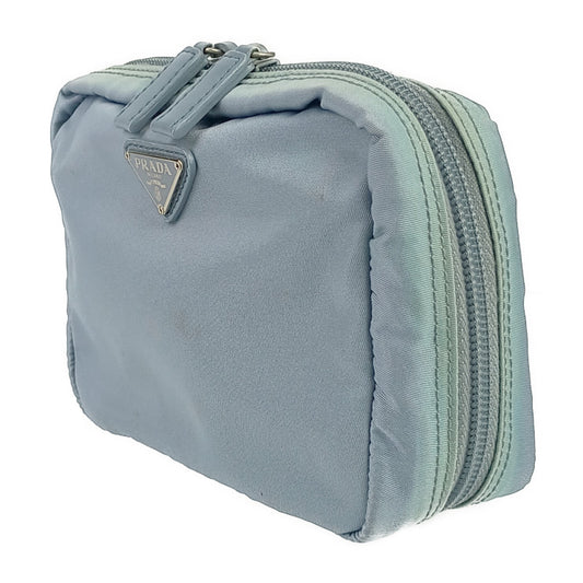 PRADA プラダ 化粧ポーチ 1N0724 ライトブルー系 テスートナイロン×レザー レディース