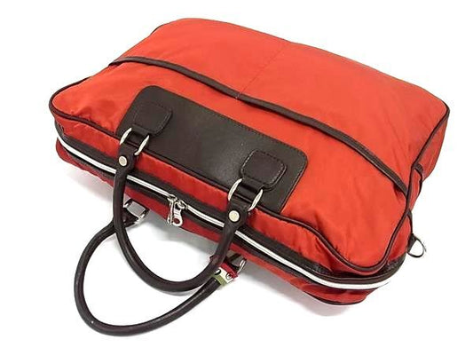 超美品 Orobianco オロビアンコ ブリーフケース 2WAY レッド系×ブラウン系 ナイロン×レザー メンズ S3 リモンタ LIMONTA 1893