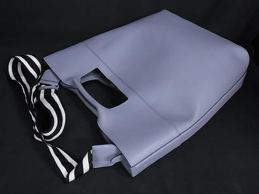 ALEXANDER McQUEEN アレキサンダー マックイーン ハンドバッグ スクエア ボウ トート - ライトブルー レザー レディース 2WAY 美品