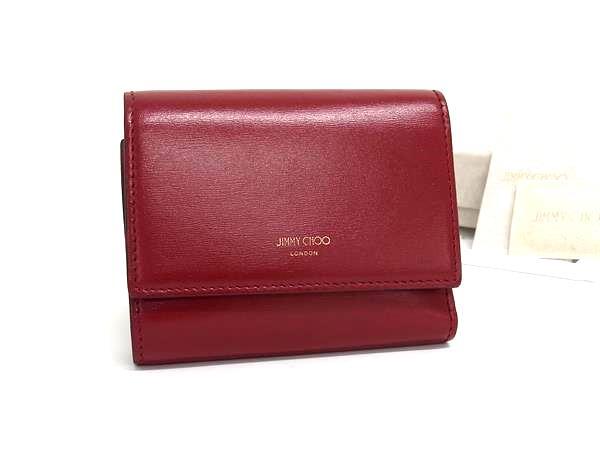 JIMMY CHOO ジミーチュウ 財布 マリンダ - レッド レザー レディース 三つ折り 美品