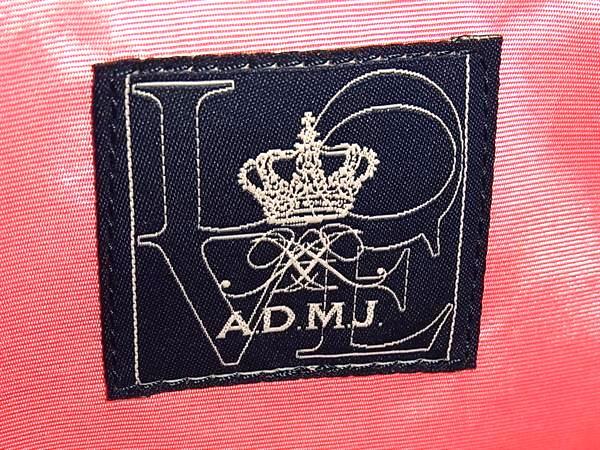 美品 ADMJ エーディーエムジェイ ハンドバッグ ボストンバッグ - ネイビー系 レザー レディース ゴールド金具