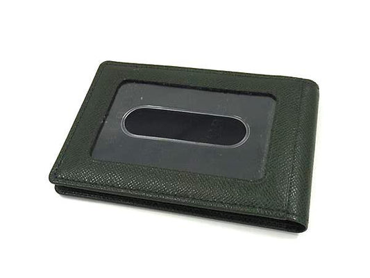 BURBERRY バーバリー カードケース パスケース - グリーン系 レザー ユニセックス 美品